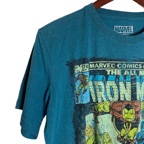 Marvel Iron Man Armor Comic Book Cover Tee Shirt Medium Blue Retro Fandom - Picture 5 of 14
